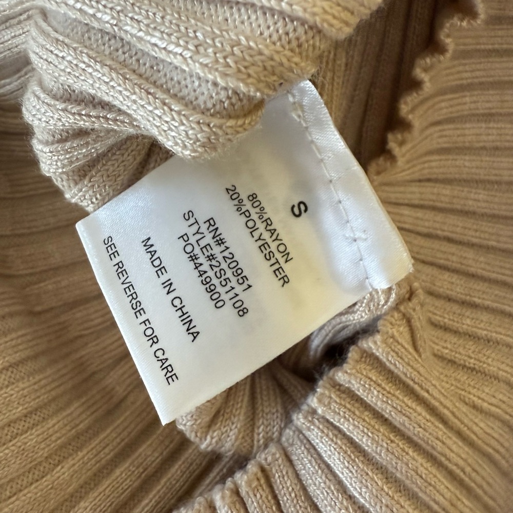 Tan Ribbed Sheath Dress Mock Neck - Picture 8 of 9